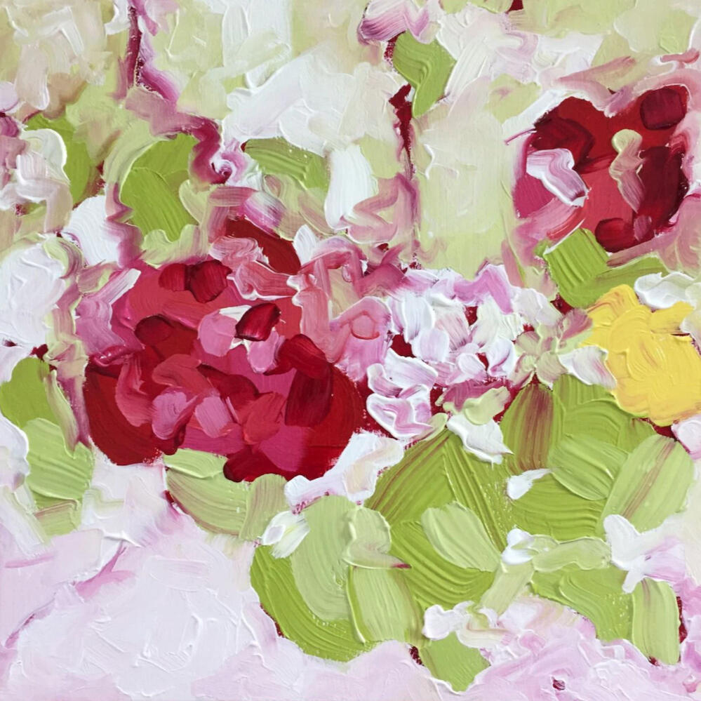 Floral Abstraction 4.6 - Oil On Birch Panel 8" x 8" - SOLD